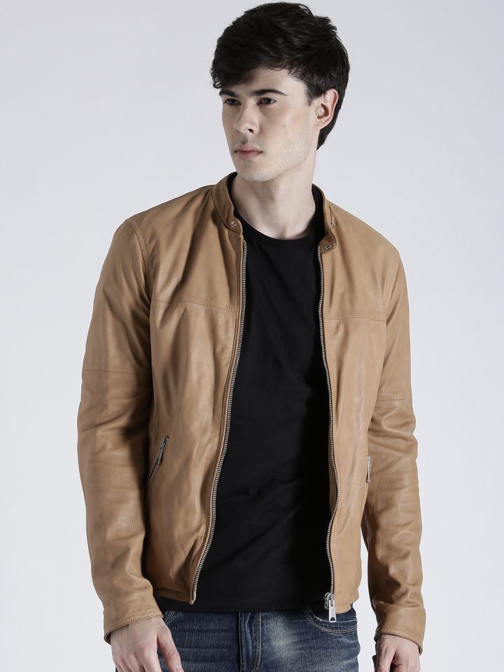 Replay leather jacket on sale mens
