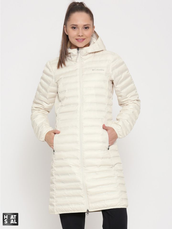 Columbia Off White Flash Forward Hooded Hiking Puffer Jacket