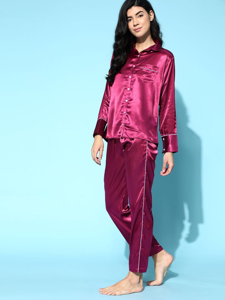 Satin night suit best sale myntra