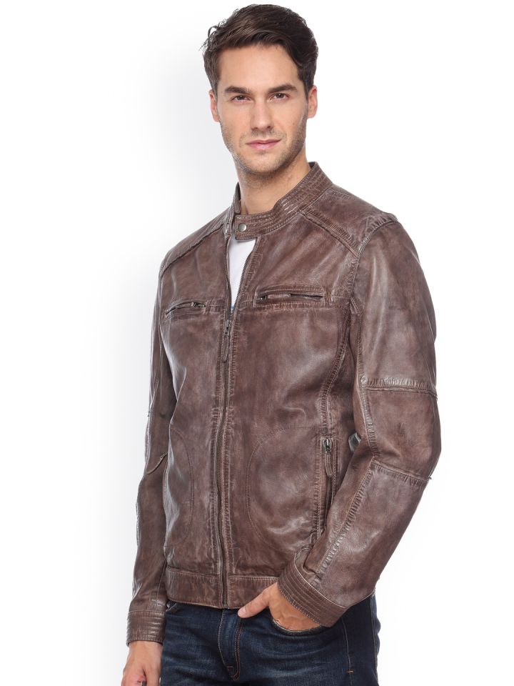 Teakwood leather shop jackets myntra