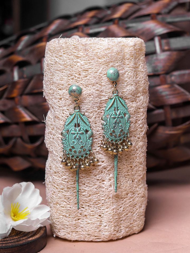 Buy DIVA WALK Gold Toned Contemporary Drop Earrings Earrings for