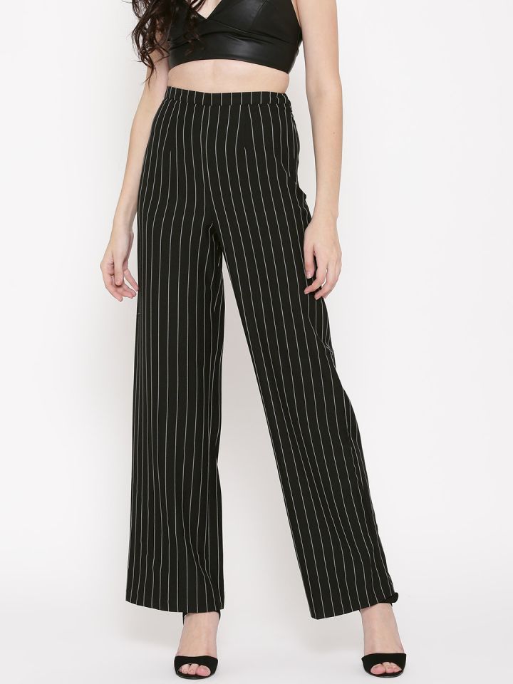 Black Stripe Trousers  Buy Black Stripe Trousers online in India