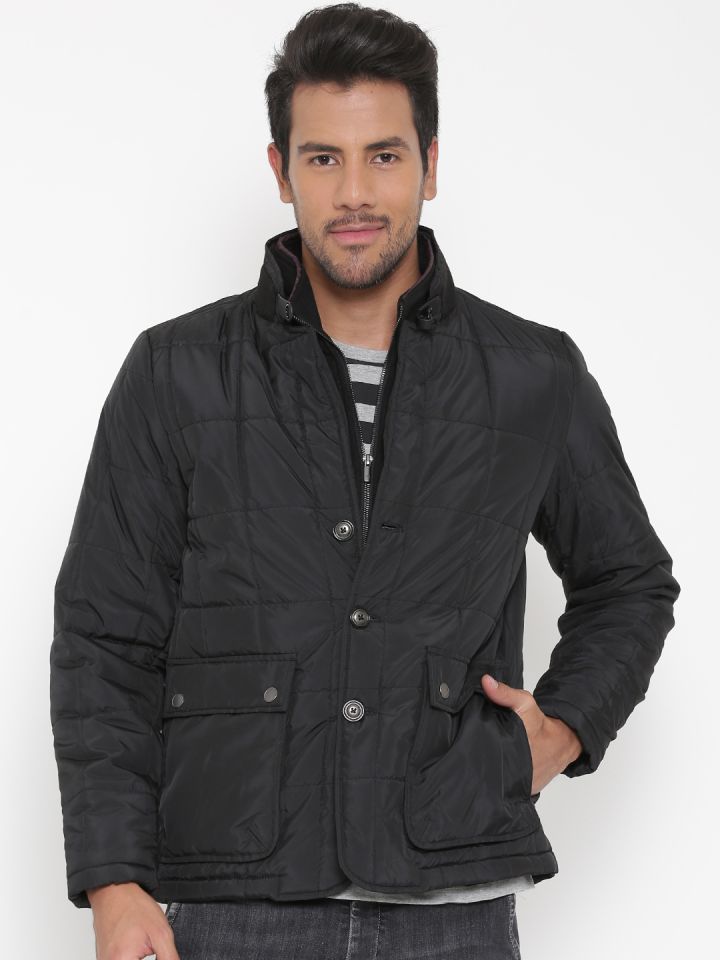 Peter England Casuals Black Quilted Jacket
