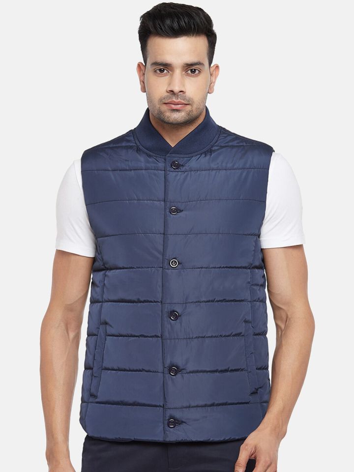 Buy BYFORD By Pantaloons Men Navy Blue Bomber Half Sleeve