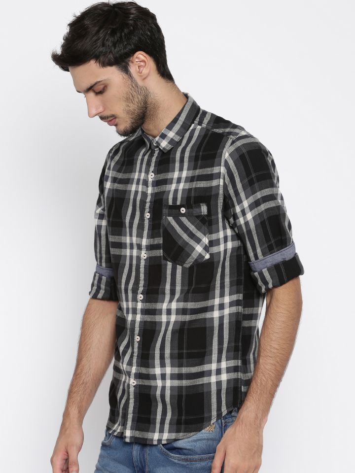 Buy SF JEANS By Pantaloons Men Grey Checked Casual Shirt Shirts