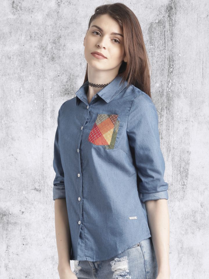 Roadster Women Blue Denim Shirt