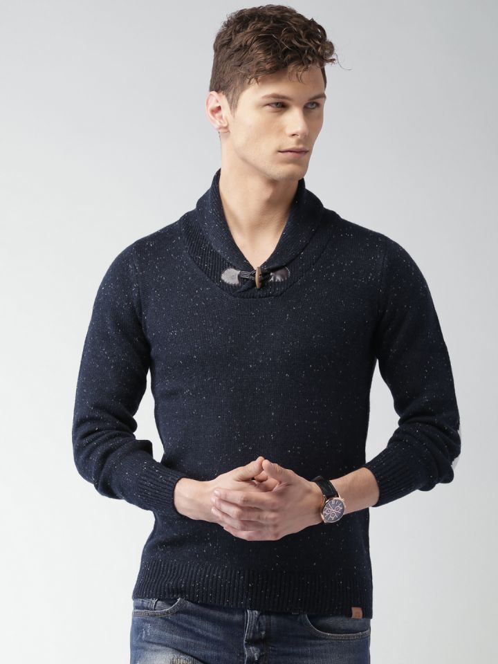 navy blue sweater mens outfit