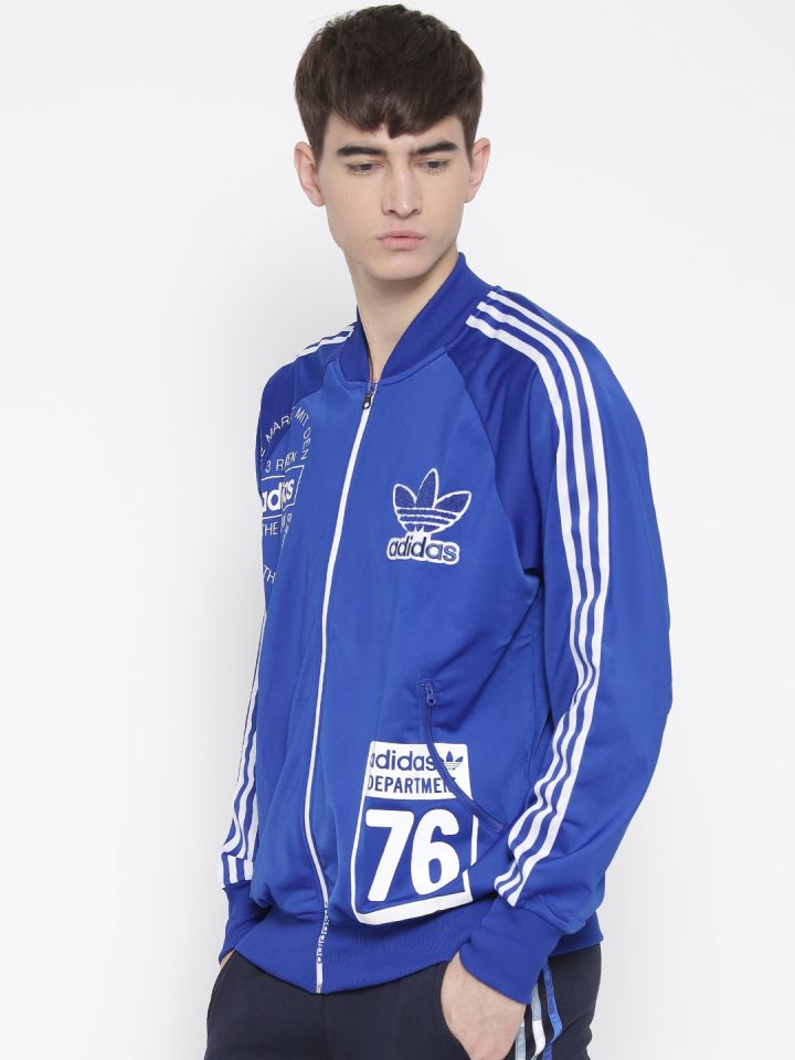 Buy ADIDAS Originals Blue Logo Print Track Jacket Jackets for