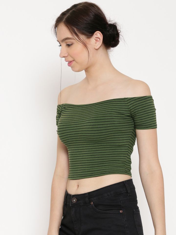 Army green off the shoulder top 2025