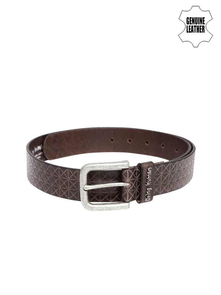 Buy Being Human Clothing Brown Textured Genuine Leather Belt