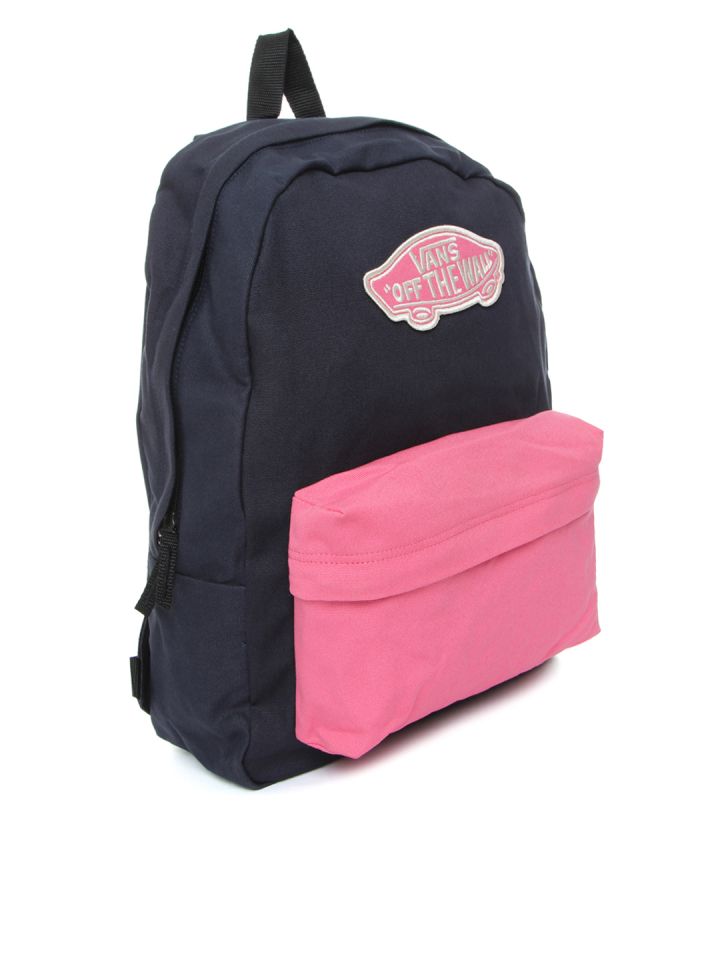 Vans Women Navy Pink Colourblocked Realm Backpack