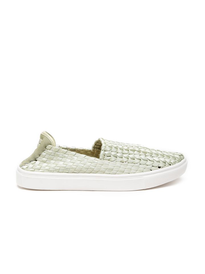 Buy Steve Madden Women Off White Woven Slip On Sneakers Casual