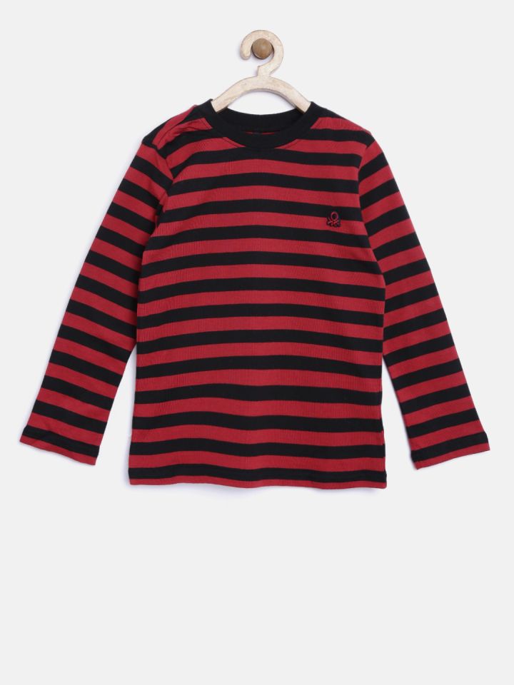 boys red and black striped shirt