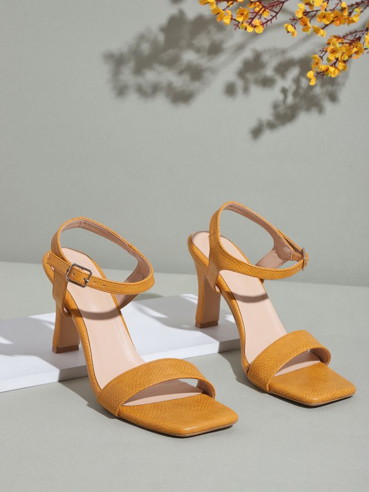Yellow block sandals on sale