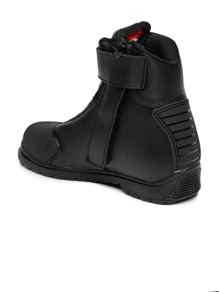 Buy Royal Enfield Men Black Solid High Top Leather Short Riding