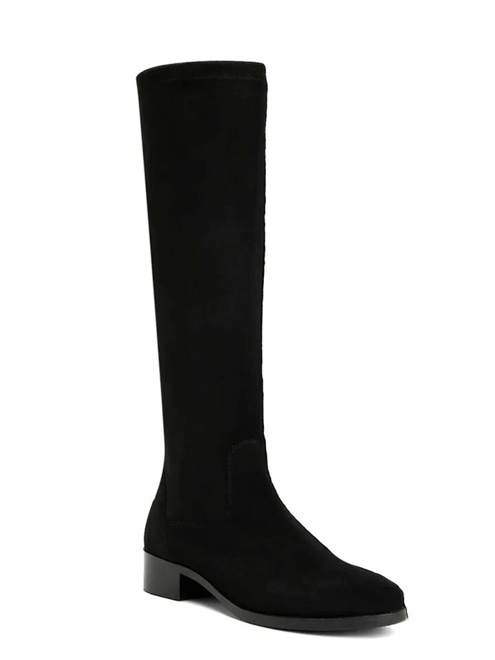 Buy SaintG Women Black Stretch Suede Leather Knee High Boots - Boots for  Women 16024208
