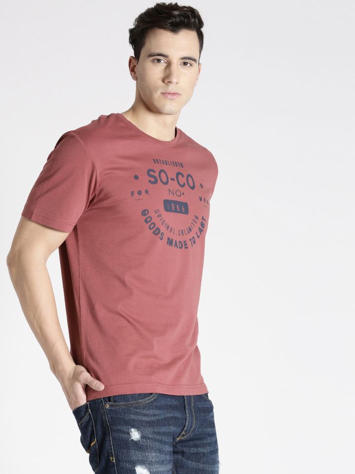 Buy S.Oliver Men Dusty Pink Printed Round Neck T Shirt - Tshirts for Men  1603278 | Myntra