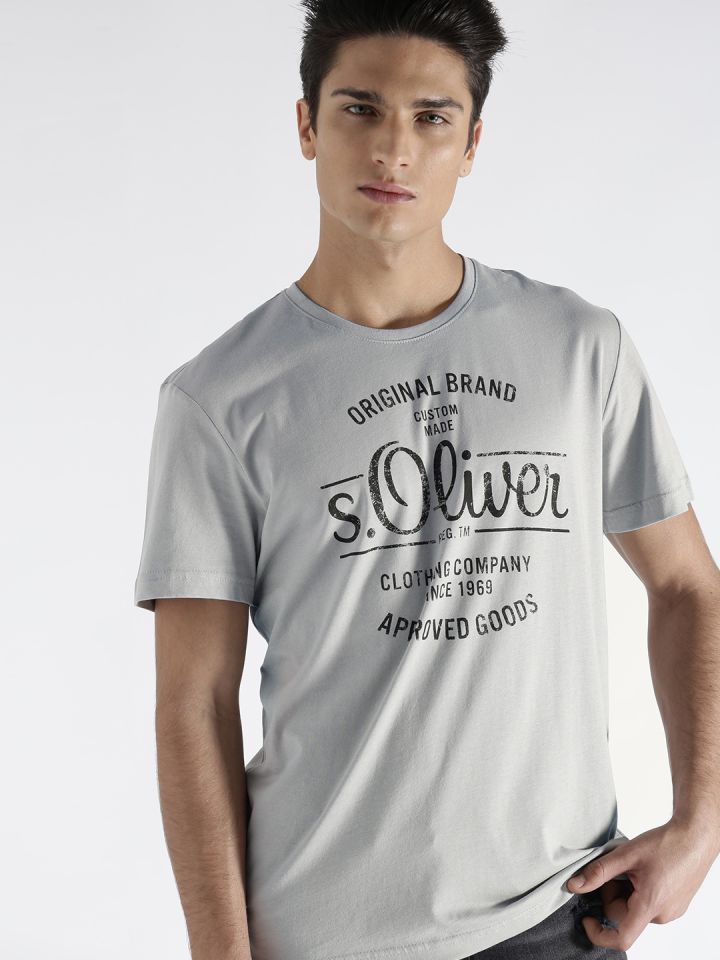 Buy S.Oliver Men Light Grey Brand Print Round Neck T Shirt - Tshirts for  Men 1603321 | Myntra