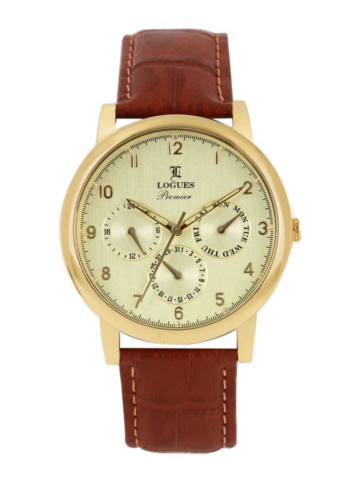 LOGUES Men Gold Toned Multifunction Analogue Watch E913YL