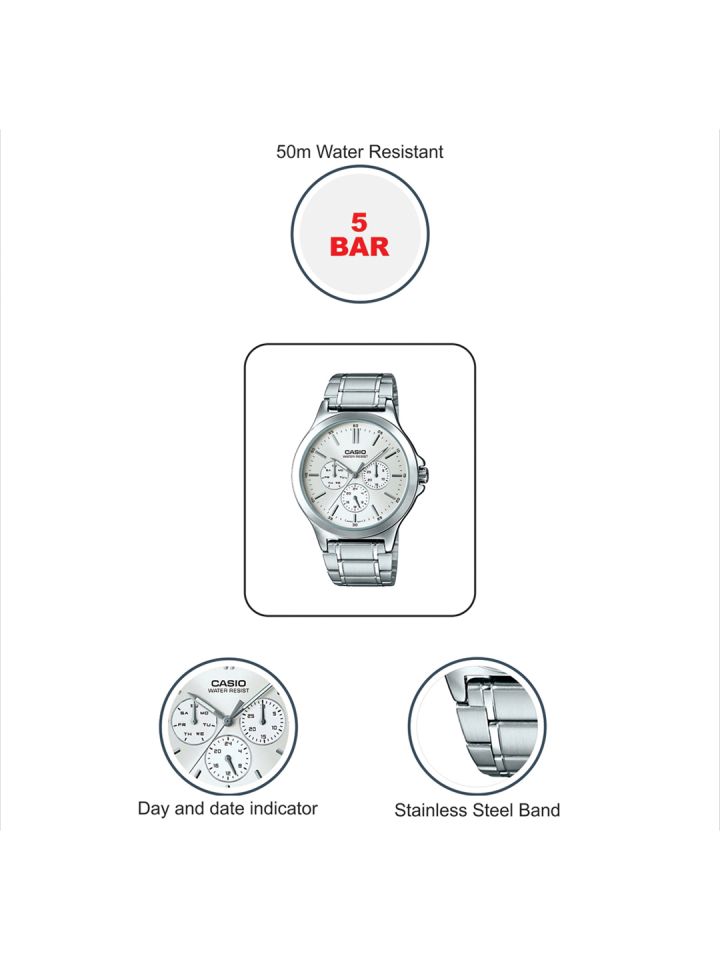 Buy Casio Enticer Men Silver Analogue Watch A1174 MTP V300D 7AUDF
