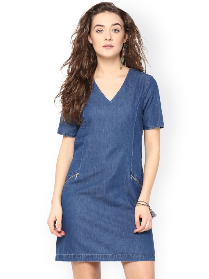 denim dresses for womens myntra