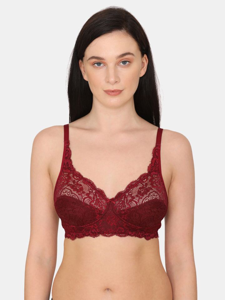 Buy Zivame Maroon Lace Half Coverage T-Shirt Bra for Women's