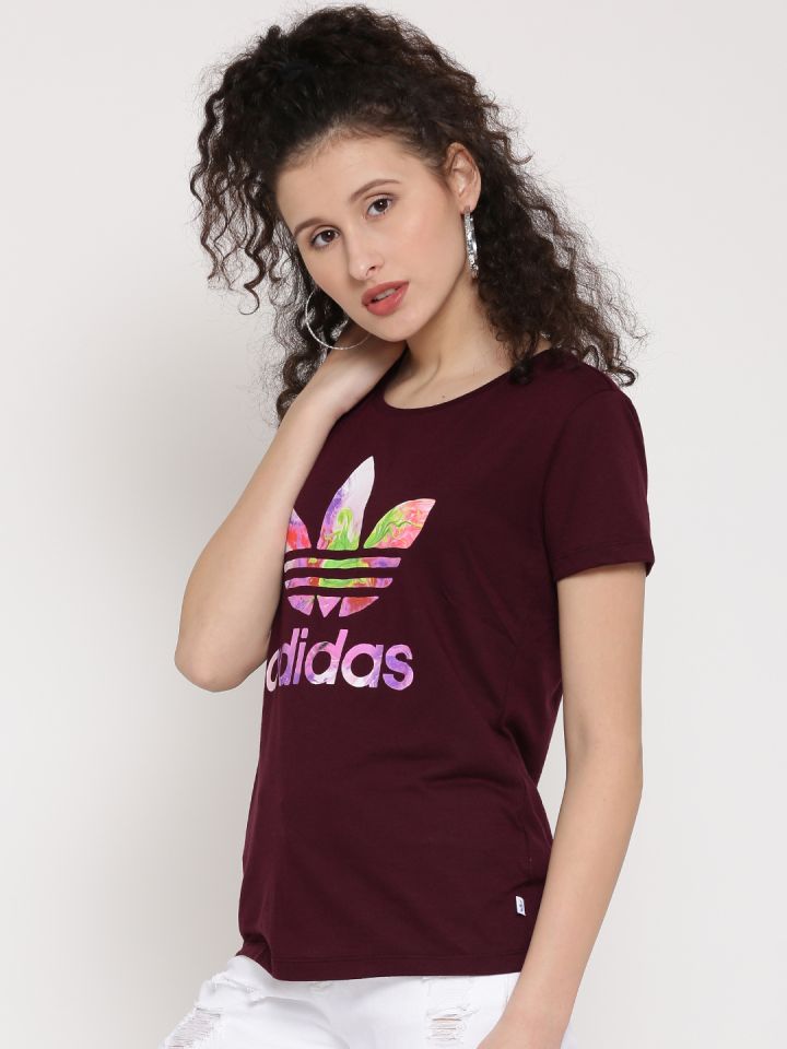 Buy burgundy adidas shirt women's> OFF-70%