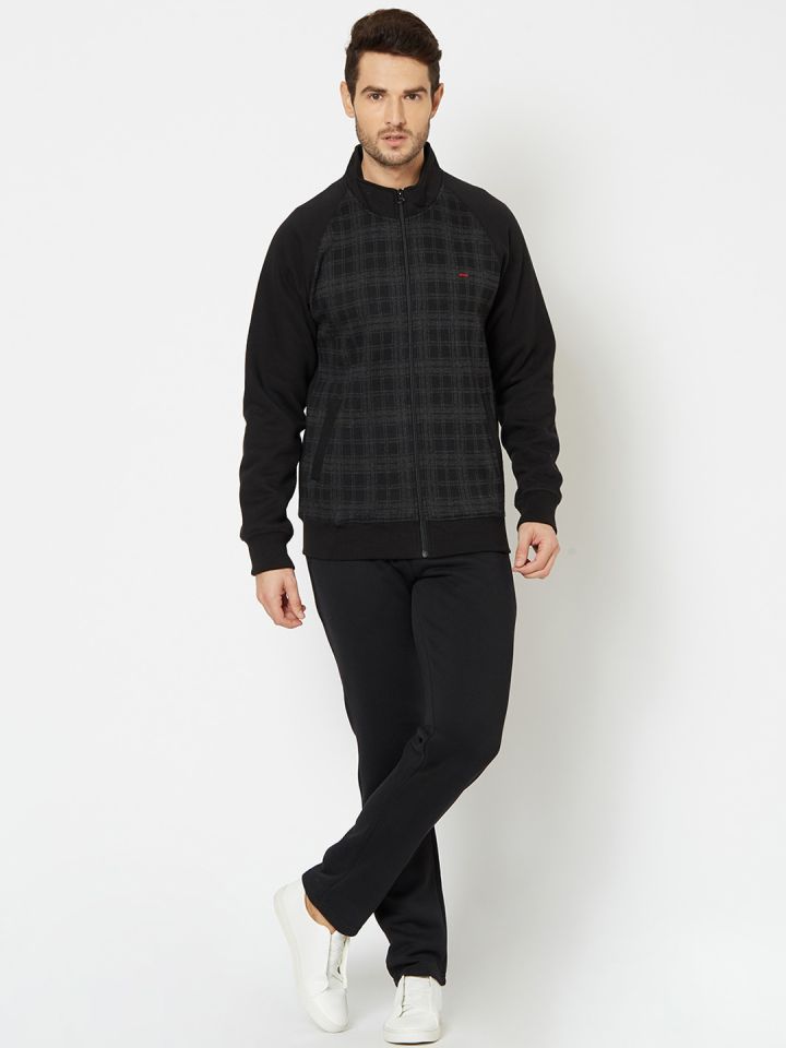Mens black cotton best sale tracksuit