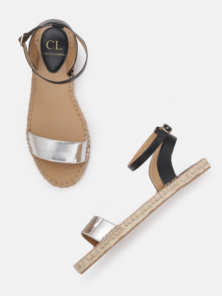 Buy Carlton London Women Silver Toned Black Colourblocked Open