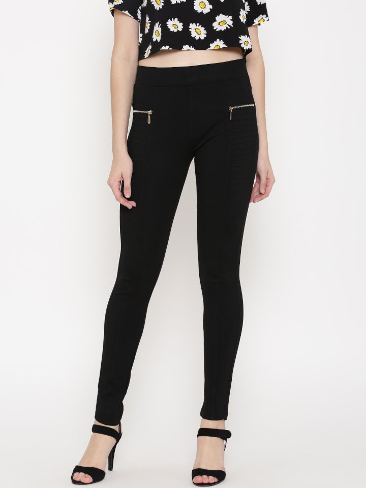 black jeggings myntra