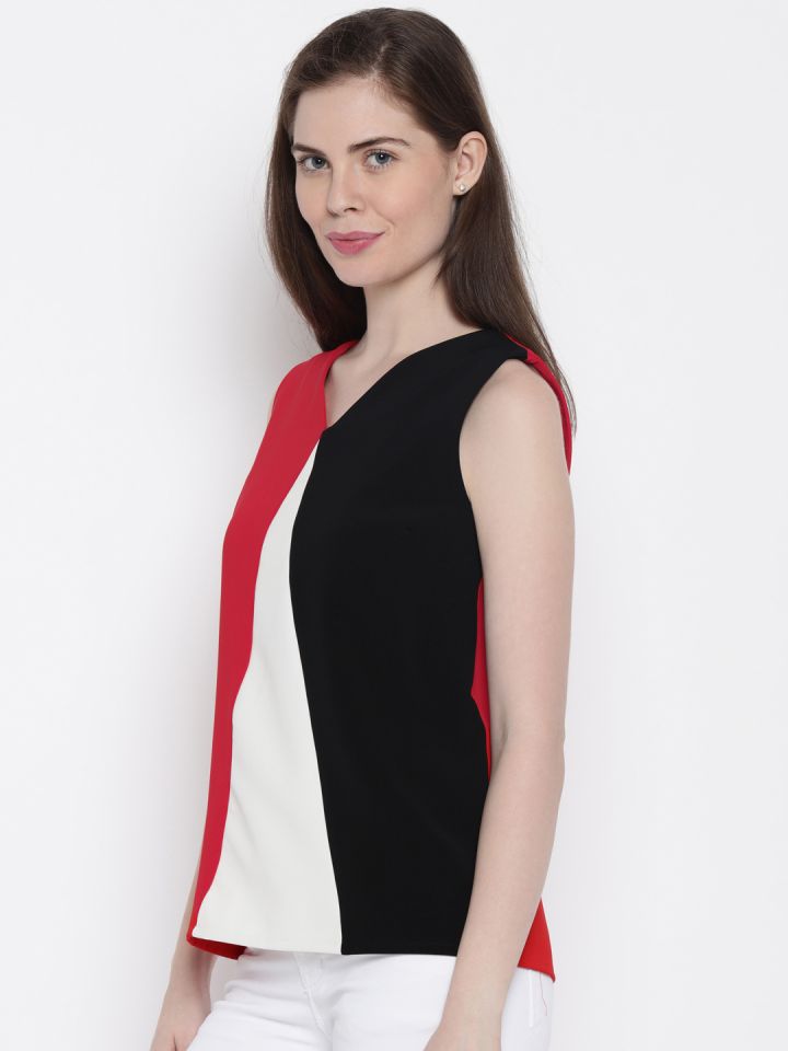 Buy Allen Solly Woman Women Red Black Solid Top Tops for Women