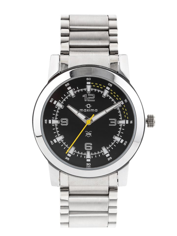 Maxima black analog watch new arrivals
