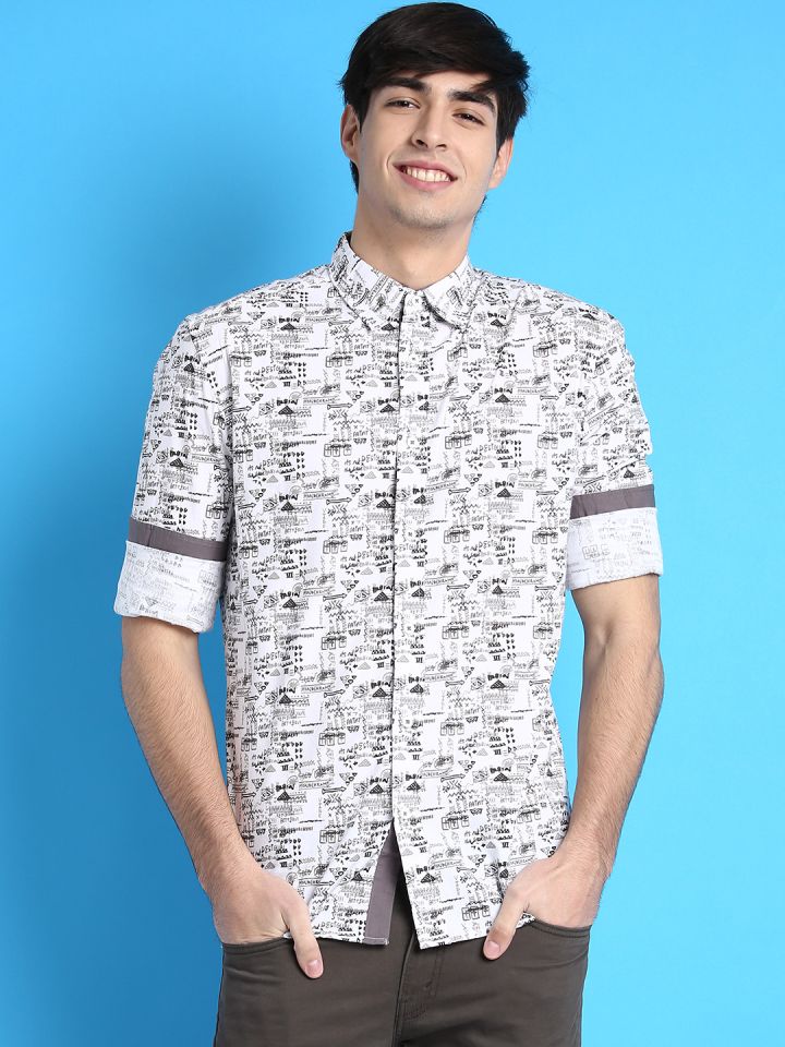 Buy Desigual Men White Slim Printed Casual Shirt Shirts For Men 1616587 Myntra