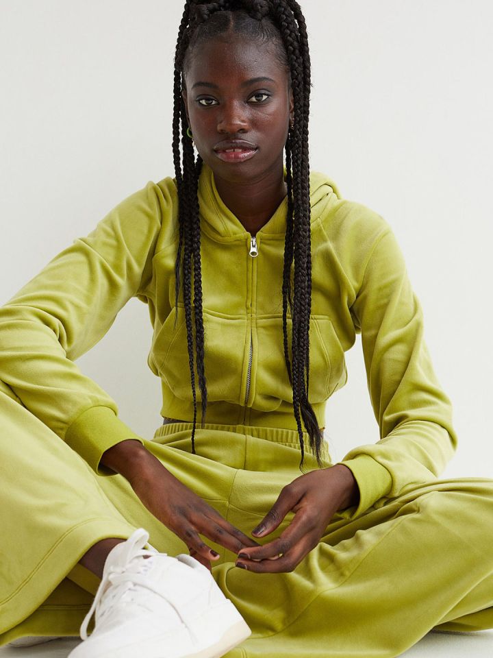 H&m yellow cropped hoodie new arrivals