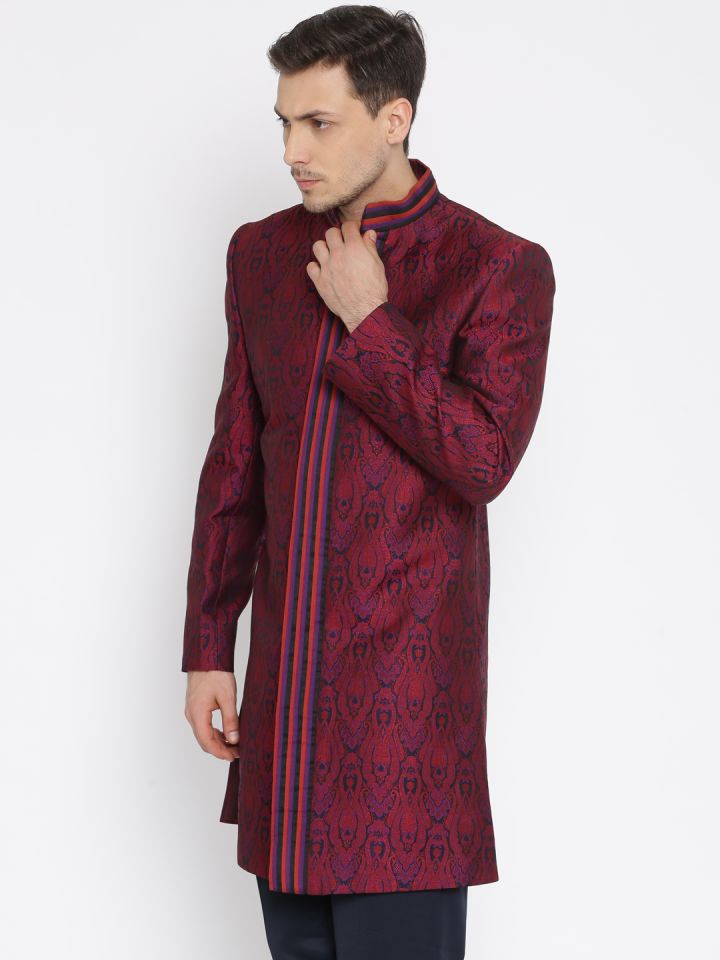 Raymond Ethnix Maroon Black Sherwani