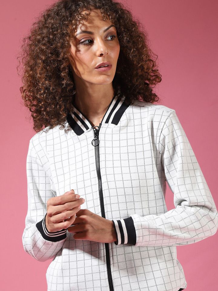 Checked bomber jacket womens store
