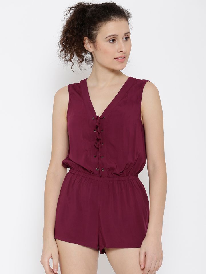 FOREVER 21 Burgundy Playsuit