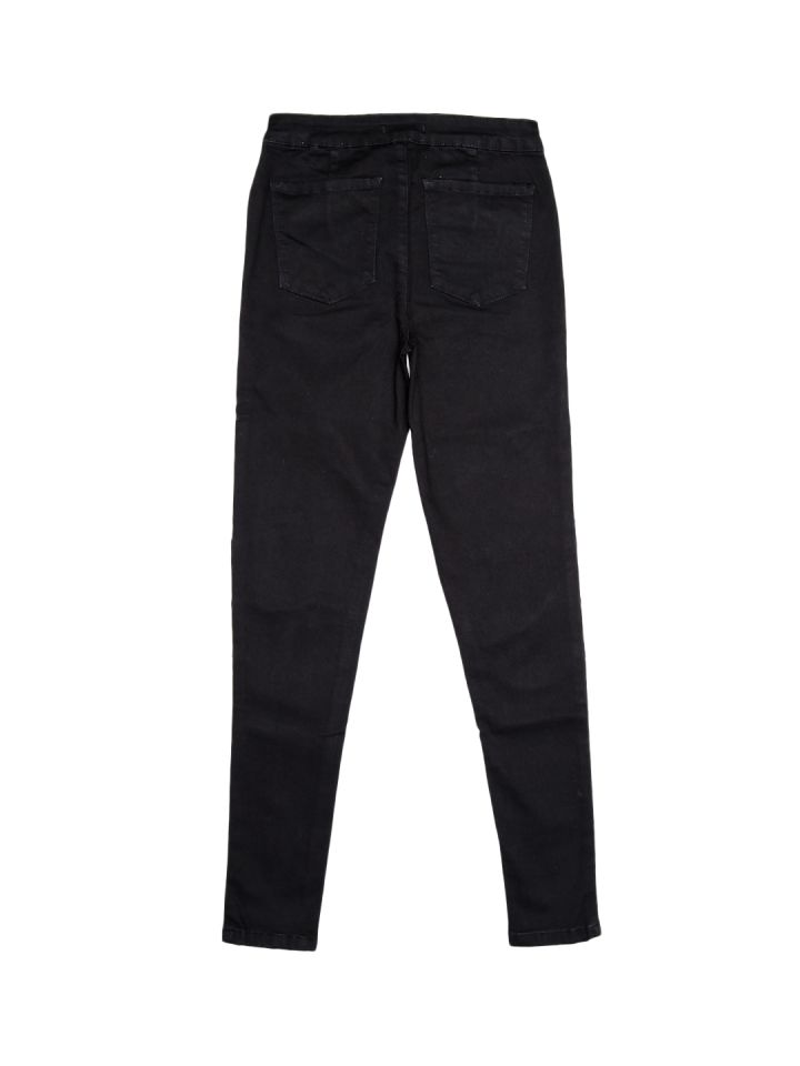 Buy FOREVER 21 Black Panelled Jeggings Jeggings for Women