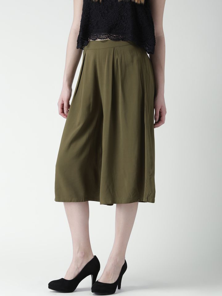 FOREVER 21 Women Olive Green Solid Culottes