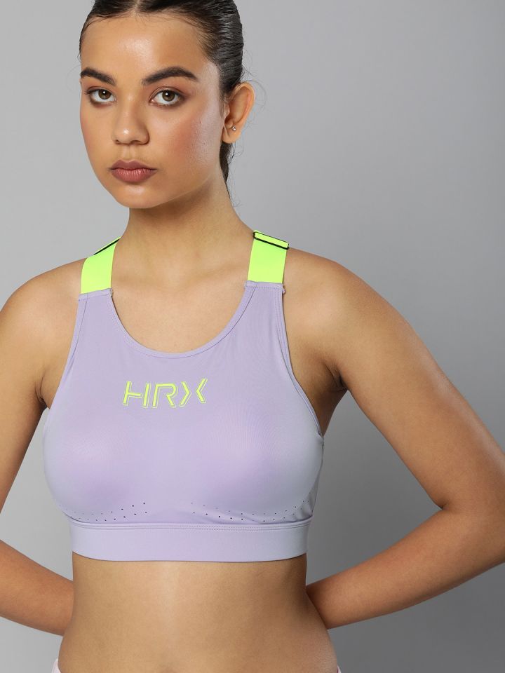 Buy HRX By Hrithik Roshan Women Lavendar Self Design Rapid Dry Running  Sports Bra 23701 B - Bra for Women 12254404
