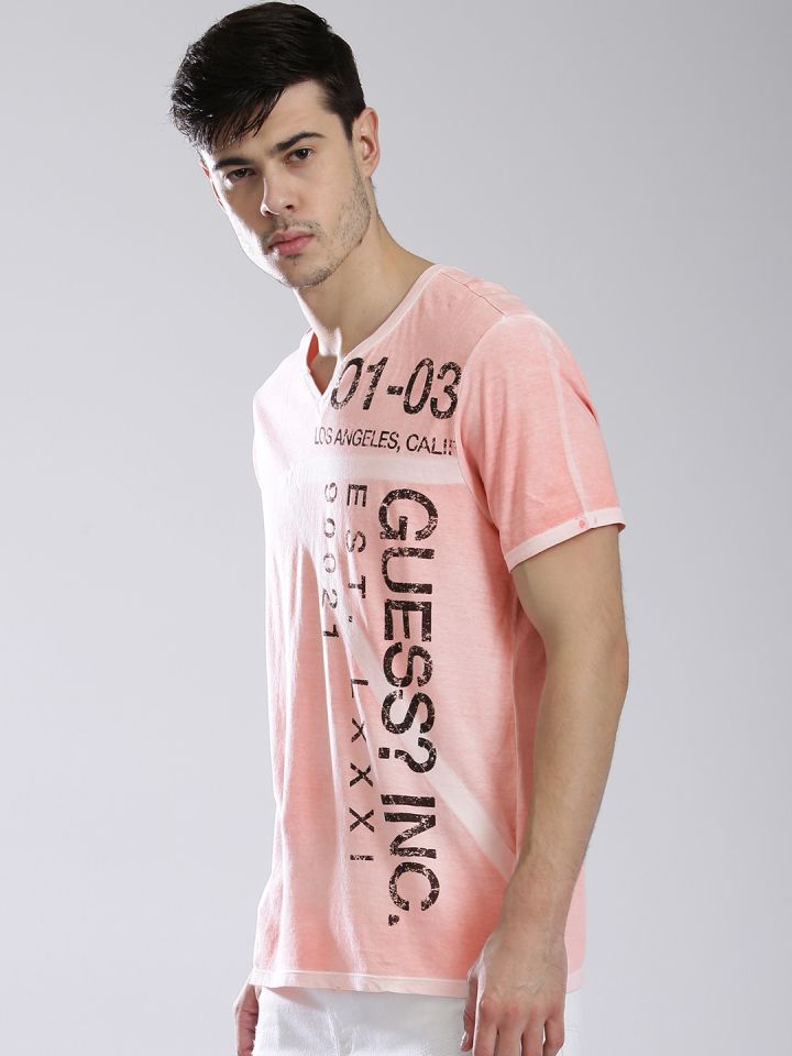 Pink guess shirt on sale men