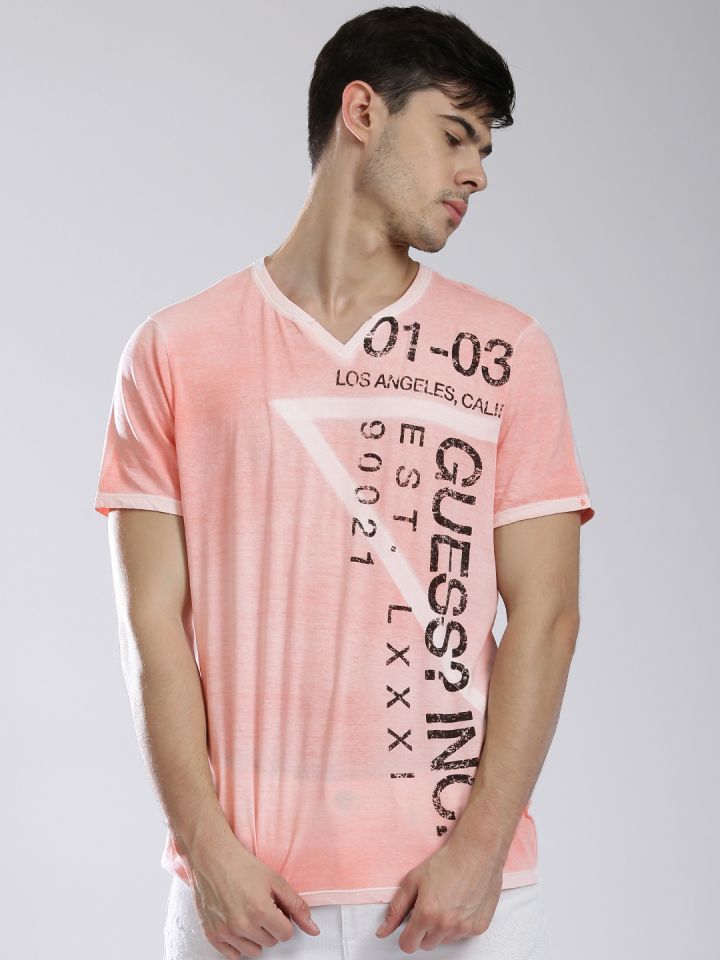 guess men's v neck t shirts