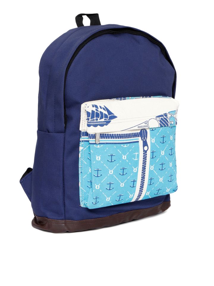 Kanvas Katha Women Blue Printed Backpack