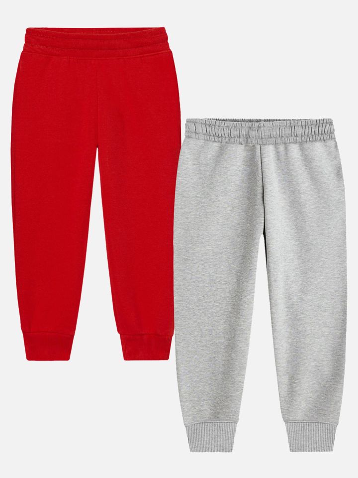 YK Marvel Boys Pack of 2 Red Grey Cotton Printed Track Pants