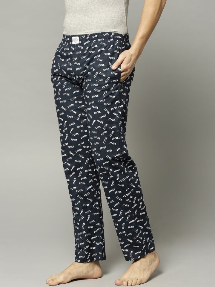 FCUK Navy White Printed Pyjamas FPA01