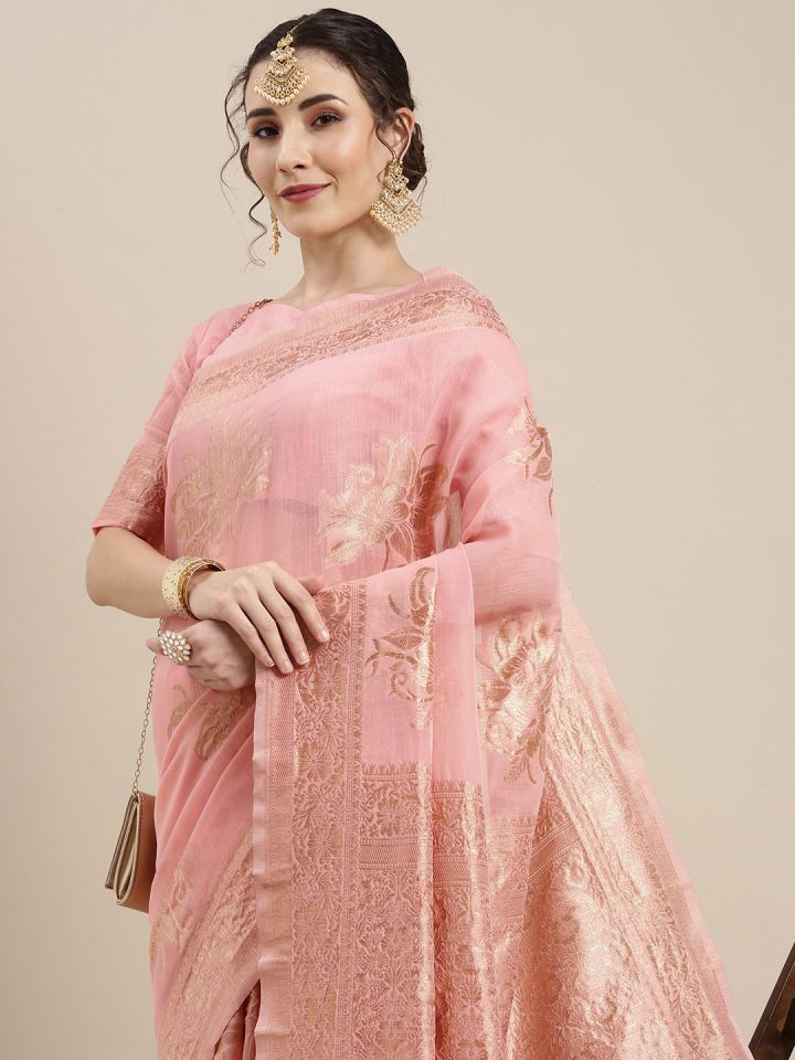 Saree mall blue outlet and pink embroidered