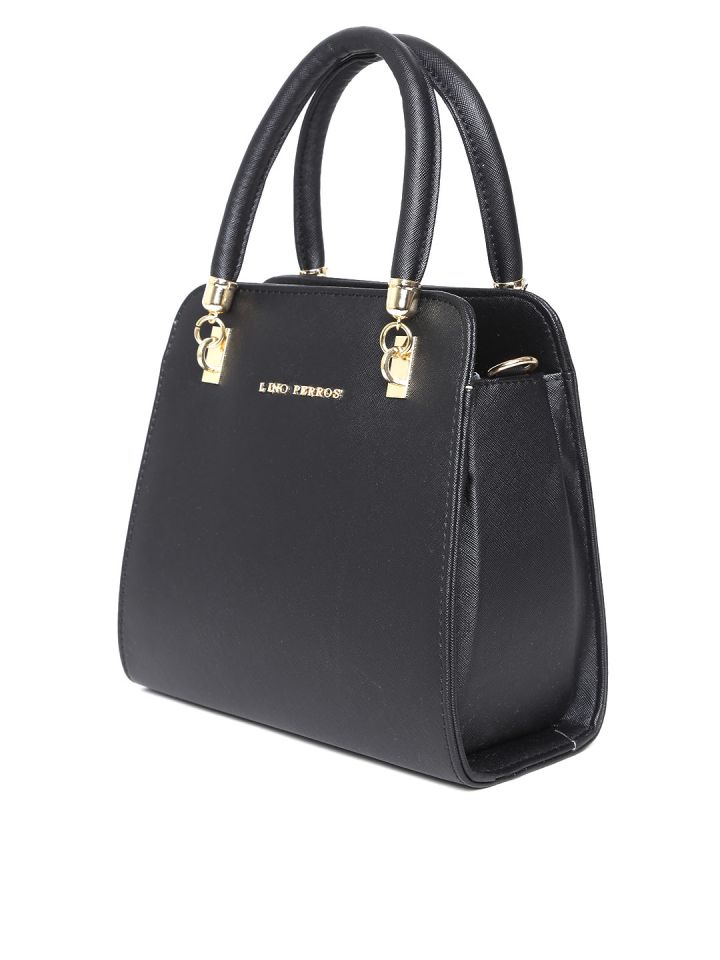 Lino Perros Black Handbag with Sling Strap