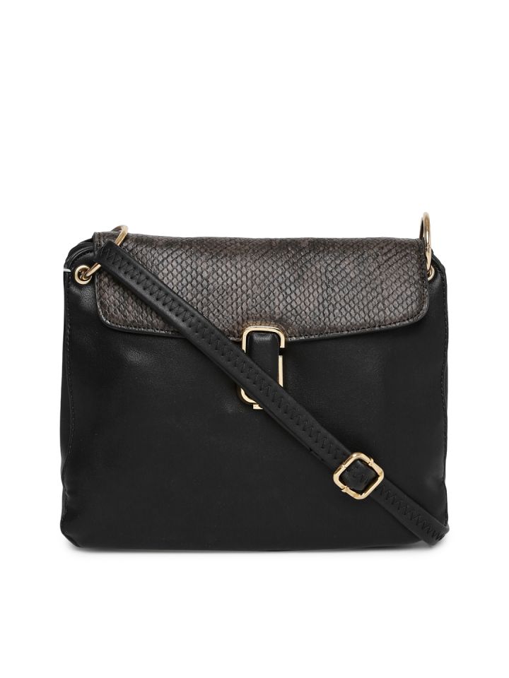 Buy DressBerry Black Solid Sling Bag Handbags for Women 1629229