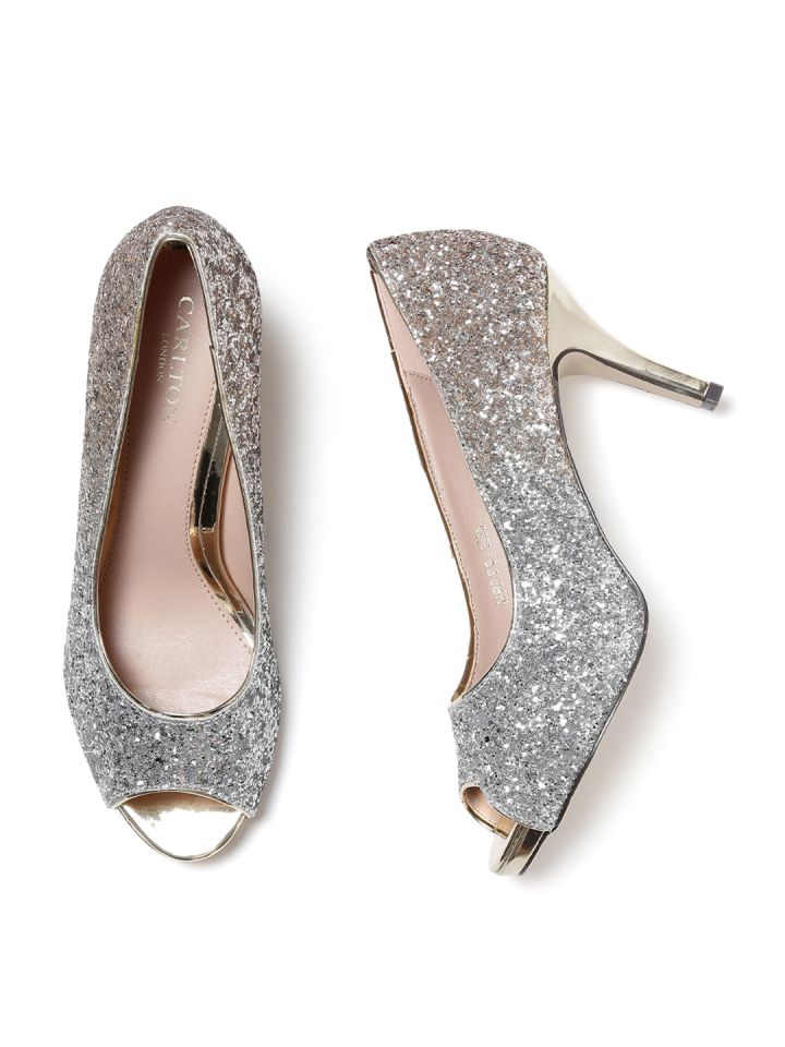 Glitter open toe heels sales