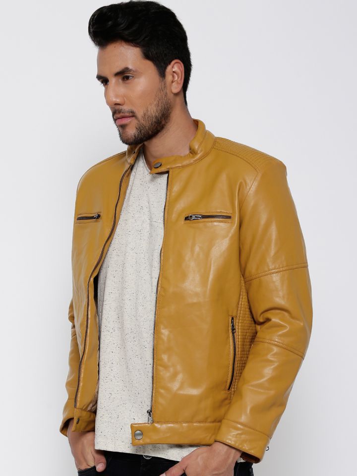 Yellow faux leather jacket mens store